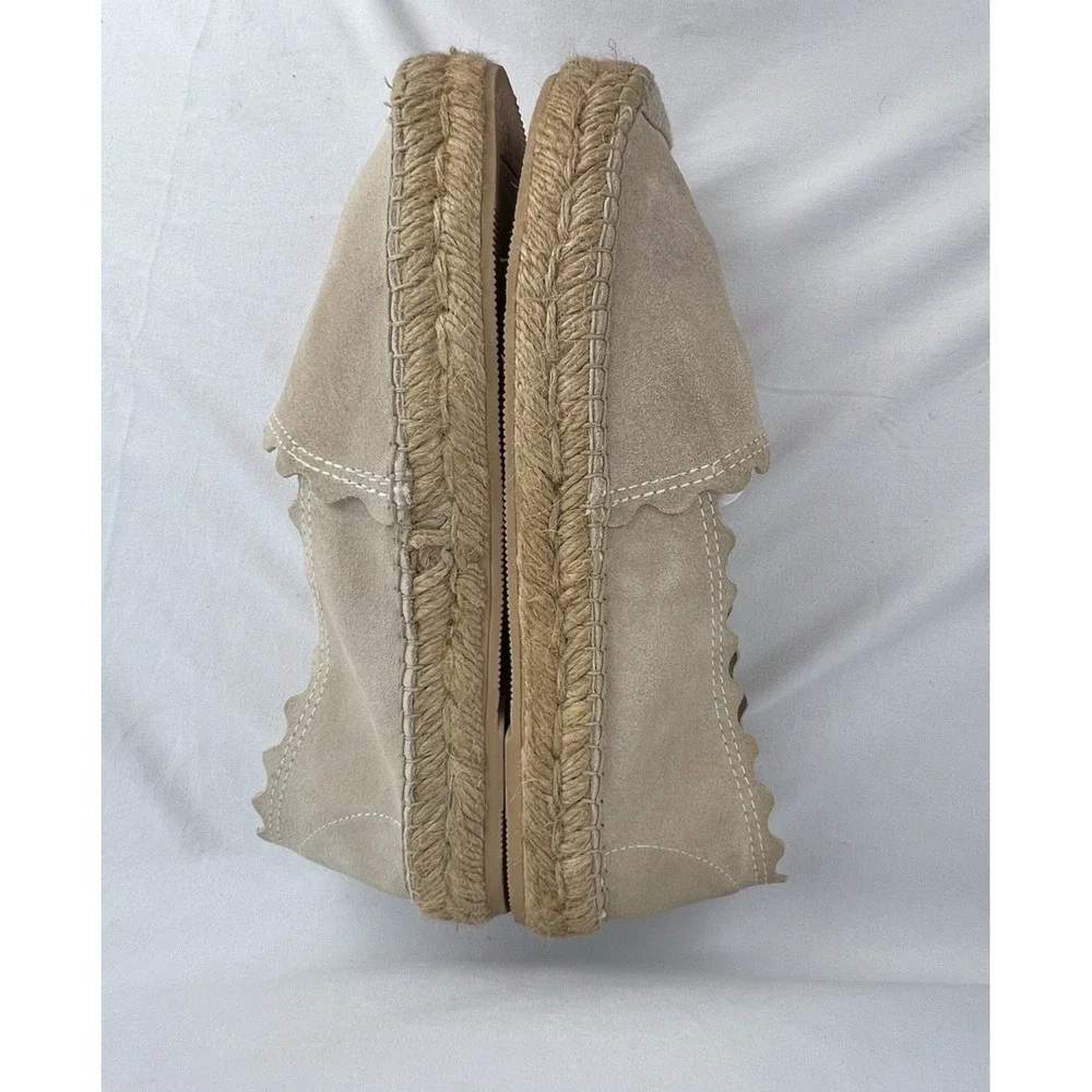 MACARENA Scalloped Suede Espadrille Flats Beige Blush Sz 9.5 Spain Boho Coastal